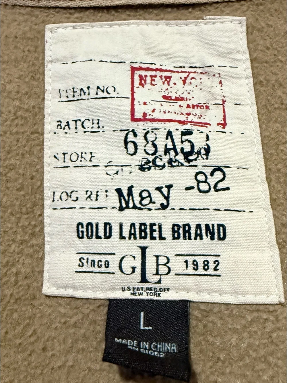 Gold Label Brand GLB Mens L Tan Full Zip Utility Jacket Military Style Cotton